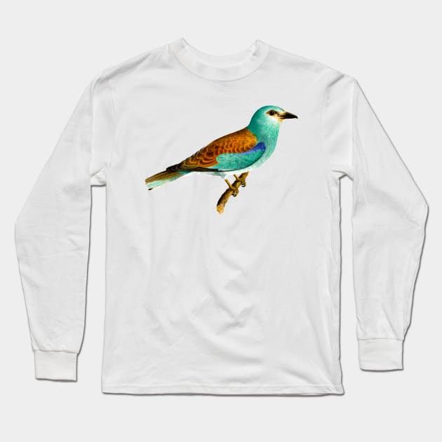 Blue bird illustration in vintage colorful design Long Sleeve T-Shirt by Marccelus